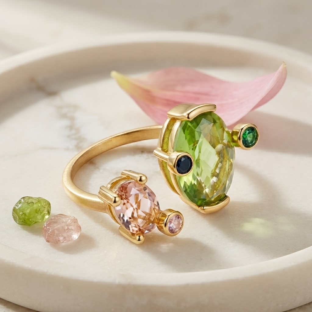 Luxury Multi-Color CZ Adjustable Open Band Ring for Women